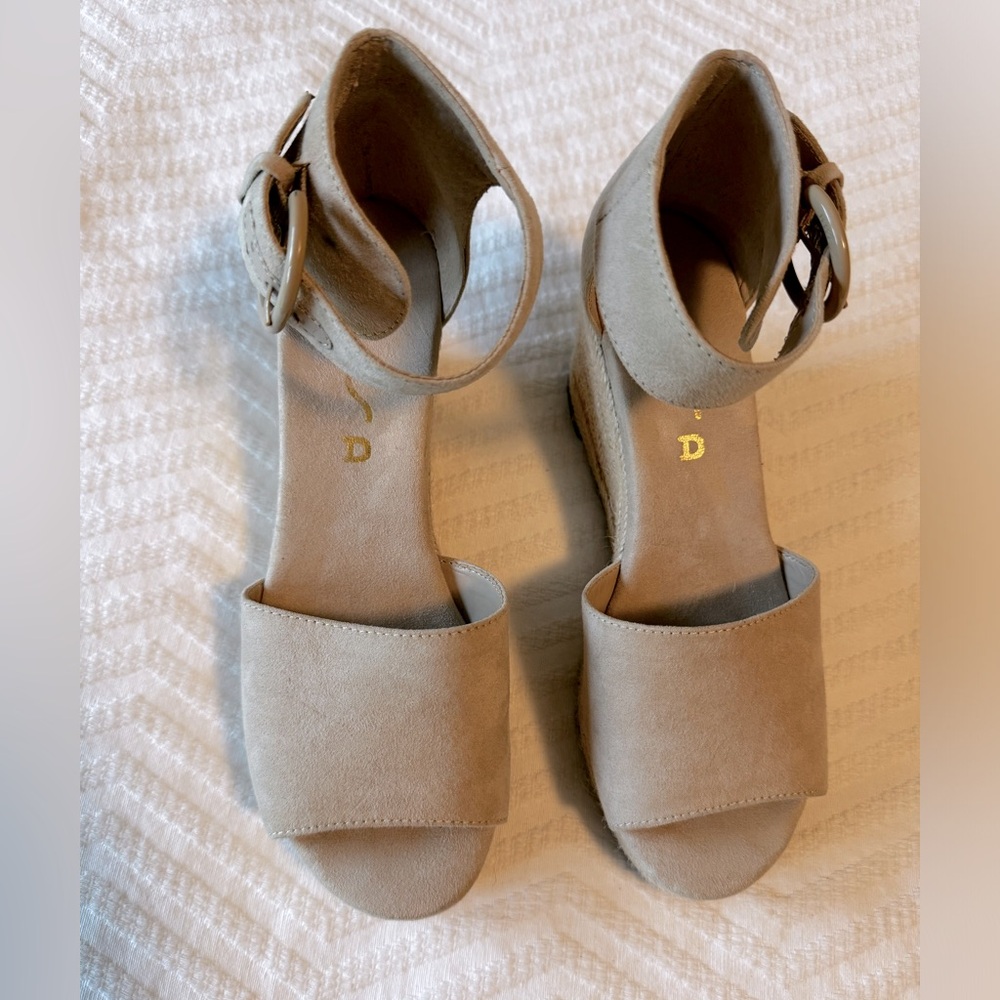 Unisa wedge sandals with ankle strap. Cushioned insole. 3” heel, 1” platform